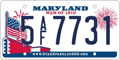 MD license plate 5AF7731