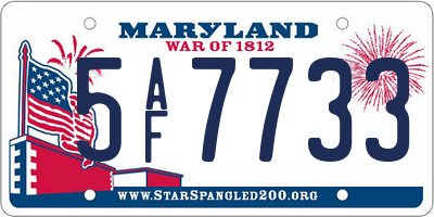 MD license plate 5AF7733