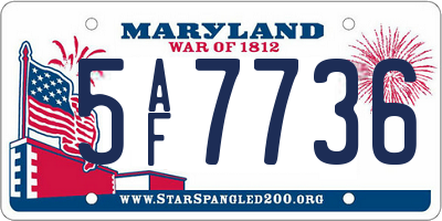MD license plate 5AF7736