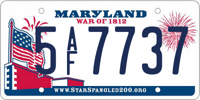 MD license plate 5AF7737