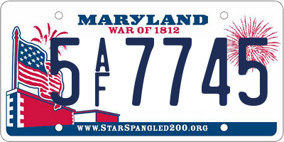 MD license plate 5AF7745