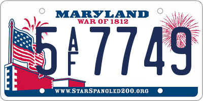 MD license plate 5AF7749