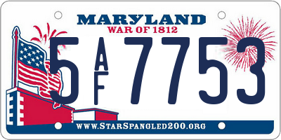 MD license plate 5AF7753