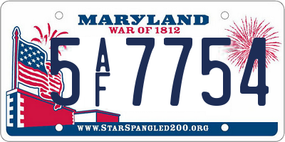 MD license plate 5AF7754