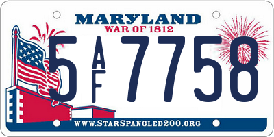MD license plate 5AF7758