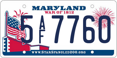 MD license plate 5AF7760