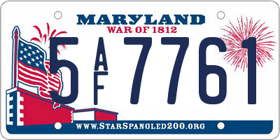 MD license plate 5AF7761