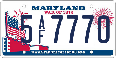 MD license plate 5AF7770
