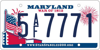 MD license plate 5AF7771