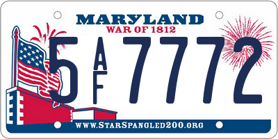 MD license plate 5AF7772