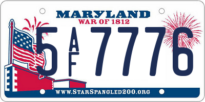MD license plate 5AF7776