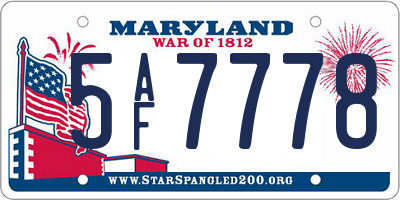 MD license plate 5AF7778