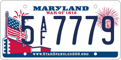 MD license plate 5AF7779