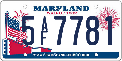 MD license plate 5AF7781