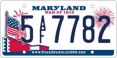 MD license plate 5AF7782