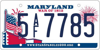 MD license plate 5AF7785