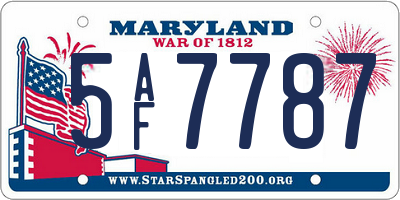 MD license plate 5AF7787