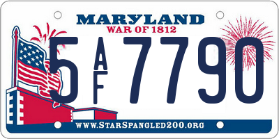 MD license plate 5AF7790