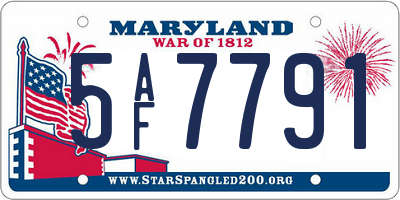 MD license plate 5AF7791