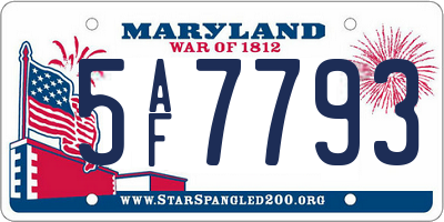 MD license plate 5AF7793