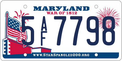 MD license plate 5AF7798