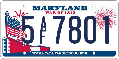 MD license plate 5AF7801