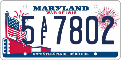 MD license plate 5AF7802