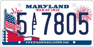 MD license plate 5AF7805