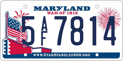 MD license plate 5AF7814