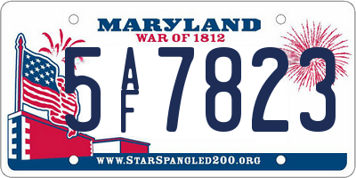 MD license plate 5AF7823