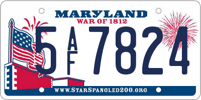 MD license plate 5AF7824