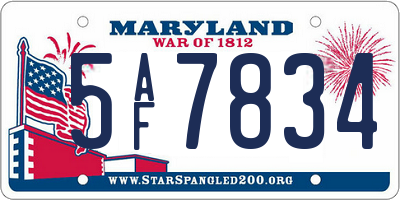 MD license plate 5AF7834