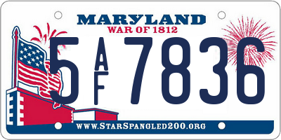 MD license plate 5AF7836