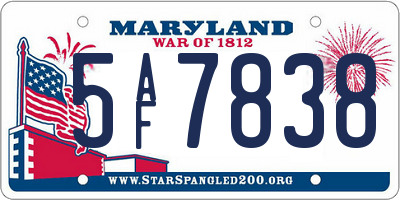 MD license plate 5AF7838