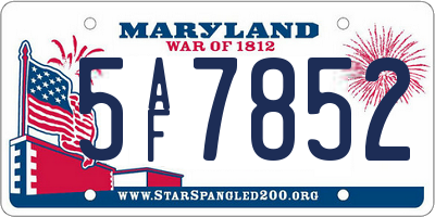 MD license plate 5AF7852