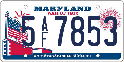 MD license plate 5AF7853