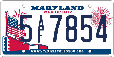 MD license plate 5AF7854