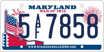 MD license plate 5AF7858