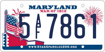 MD license plate 5AF7861