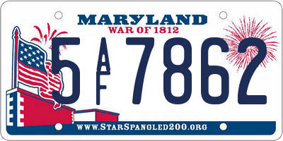 MD license plate 5AF7862