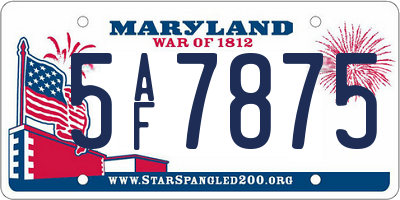 MD license plate 5AF7875