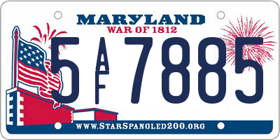 MD license plate 5AF7885