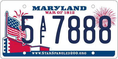MD license plate 5AF7888