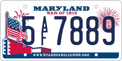 MD license plate 5AF7889