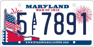 MD license plate 5AF7891