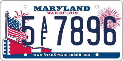 MD license plate 5AF7896