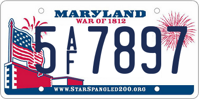 MD license plate 5AF7897