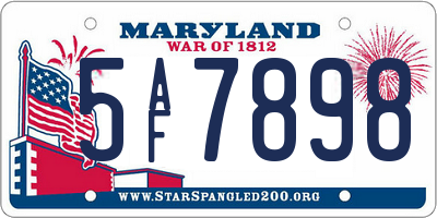 MD license plate 5AF7898