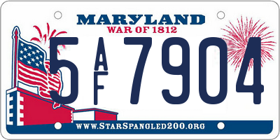 MD license plate 5AF7904