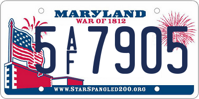 MD license plate 5AF7905